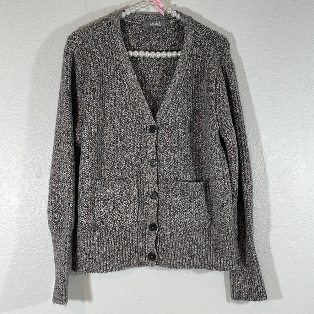 MARLED REUNITED CLOTHING Button Front Brown Knit Cardigan Sweater Women XL - Picture 1 of 9
